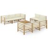 vidaXL Set Divani da Giardino 9 pz con Cuscini Bianco Crema in Bamb&ugrave;