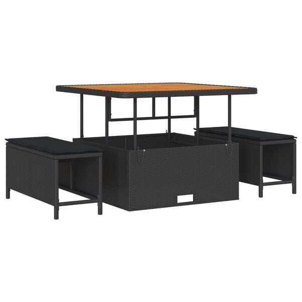 vidaXL Set Divano da Giardino con cuscino con archiviazione 8 pcs Nero