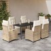 vidaXL Set da Pranzo da Giardino 7 pz con Cuscini Beige in Polyrattan