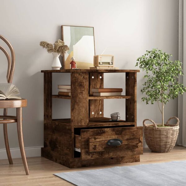 vidaXL Tavolino Rovere Fumo 50x50x60 cm in Legno Multistrato