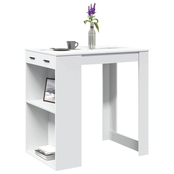 vidaXL Tavolo da Bar Bianco 102x70x103,5 cm in Truciolato