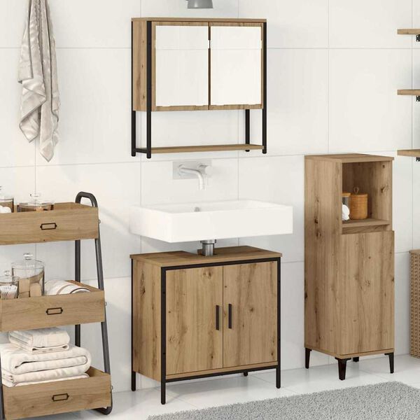 vidaXL Set di mobili per il bagno 2 pcs Marrone Legno multistrato