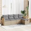 vidaXL Set Divano da Giardino 5 pz con Cuscini Beige in Polyrattan
