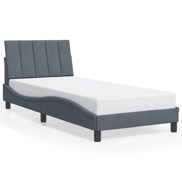 vidaXL Giroletto senza Materasso Hanko Grigio Scuro 80x200 cm Velluto