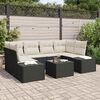 vidaXL Set Divano da Giardino con cuscino 7 pcs Nero polyrattan