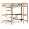vidaXL Letto Soppalco con Scrivania 90x200 cm Legno Massello Pino