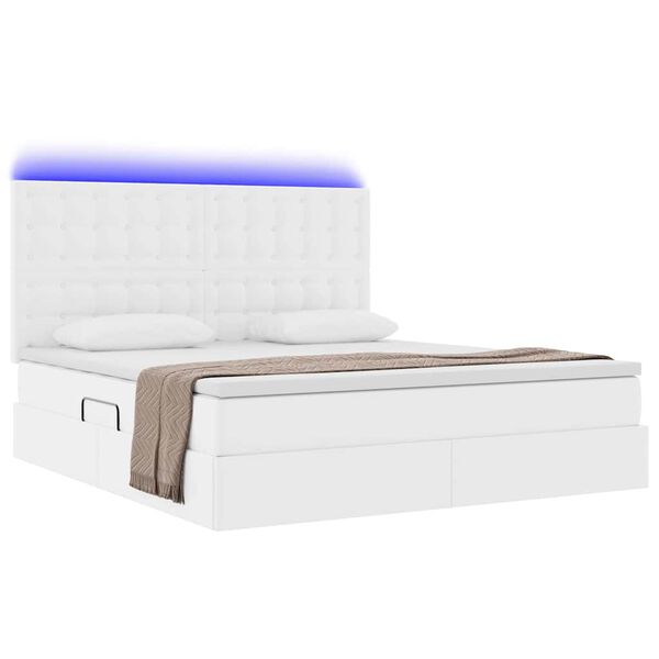 vidaXL Letto con contenitore e LED con led Bianco Puro 160 x 200 cm