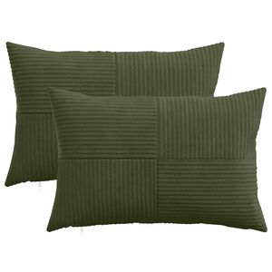 vidaXL Federa 2 pcs ALMELO Verde 30 x 50 cm corduroy