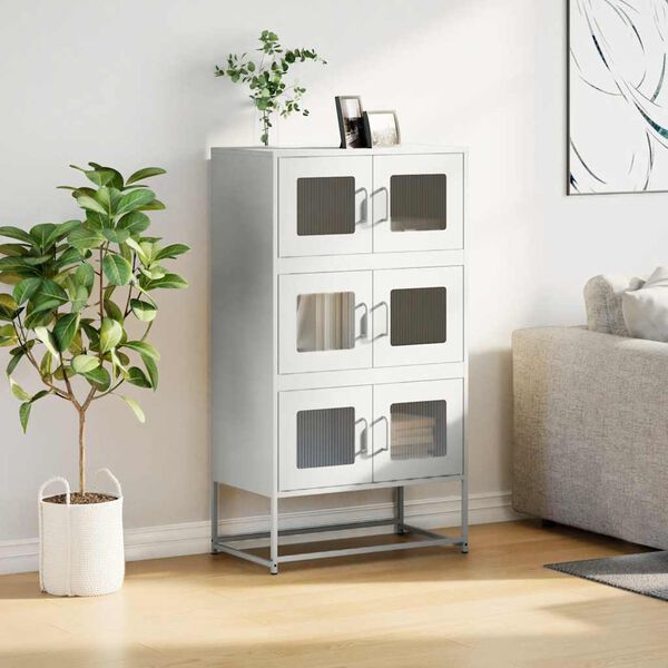 vidaXL Credenza Bianca 68x39x123 cm in Acciaio