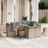 vidaXL Set Divano da Giardino 9 pz con Cuscini Beige in Polyrattan