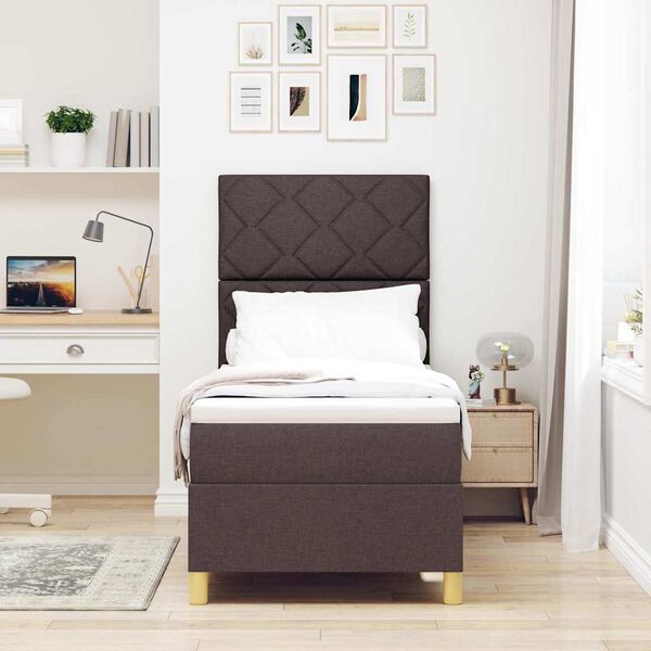 vidaXL Letto a Sorgente LED Marrone Scuro 80 x 200 cm Tessuto