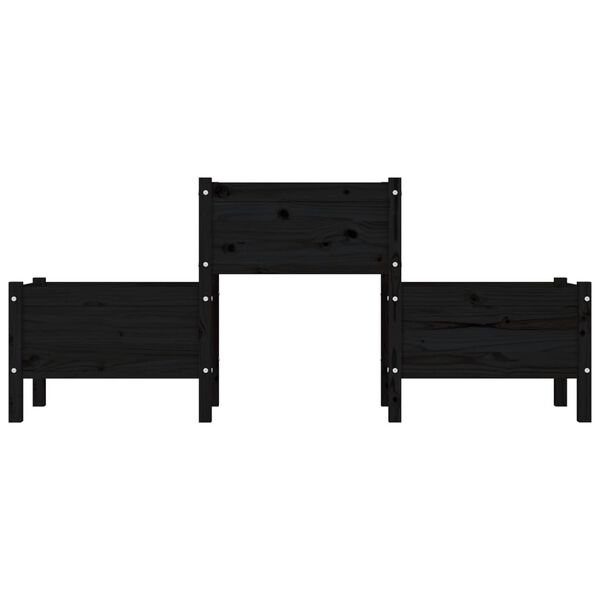 vidaXL Fioriera Nera 178,5x44x75 cm in Legno Massello di Pino
