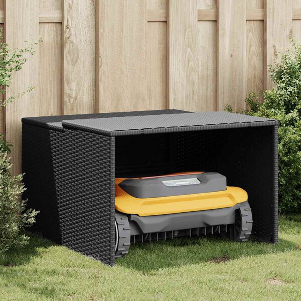 vidaXL Garage per Robot Tosaerba Nero 86x90x52/57 cm in Polyrattan