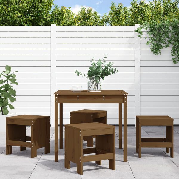 vidaXL Set da Pranzo da Giardino 5 pz ambra in Legno Massello di Pino