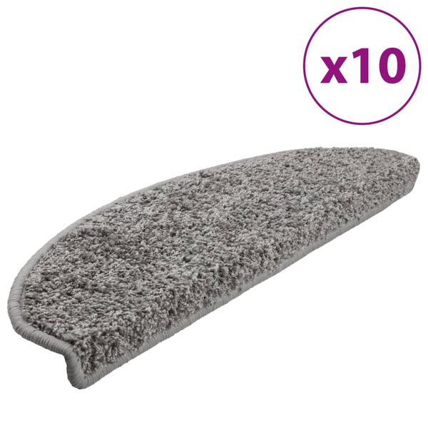 vidaXL Tappetini per scale 10 pz 65x21x4 cm Grigio Semicircolari Grandi