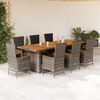 vidaXL Set da Pranzo da Giardino 9 pz con Cuscini in Polyrattan Grigio