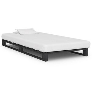 vidaXL Giroletto in Pallet Grigio Legno Massello di Pino 90x200 cm
