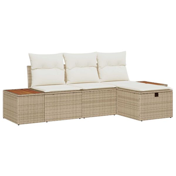 vidaXL Set Divano da Giardino con cuscino 4 pcs Beige polyrattan