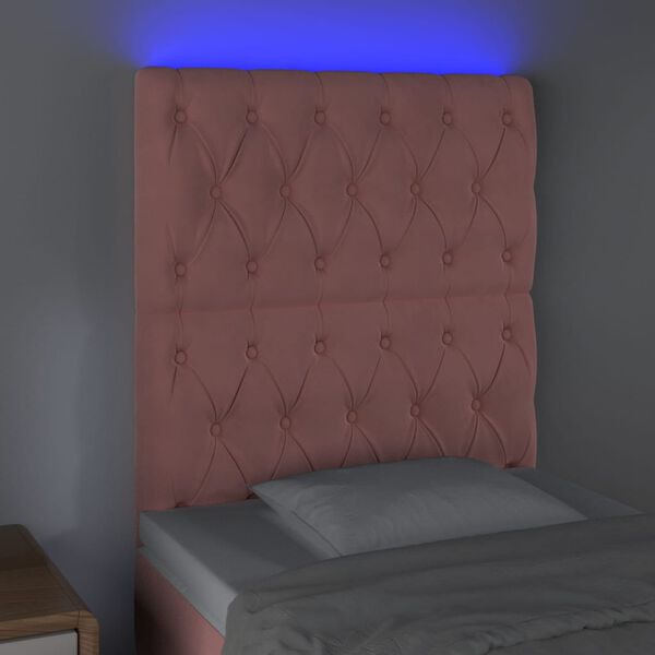 vidaXL Testiera a LED Rosa 80x7x118/128 cm in Velluto
