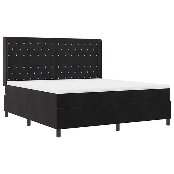 vidaXL Letto con Box Springs LED e Materasso Nero 180 x 200 cm Velluto