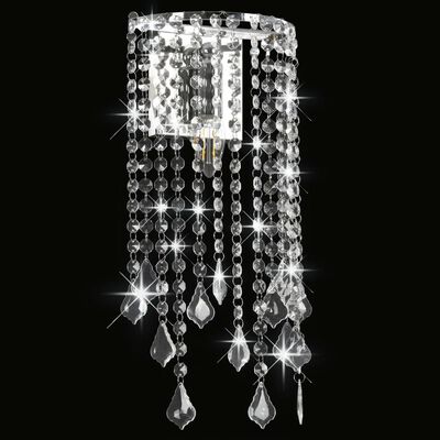 vidaXL Lampada da Muro con Perle di Cristallo Argento Rettangolare E14