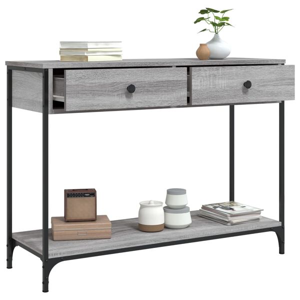vidaXL Tavolino Consolle Grigio Sonoma 100x34,5x75cm Legno Multistrato