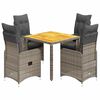 vidaXL Set Bistr&ograve; da Giardino 5 pz con Cuscini in Polyrattan Grigio