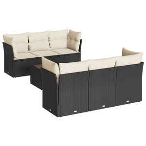 vidaXL Set Divani da Giardino con Cuscini 7pz Nero Polyrattan