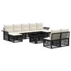 vidaXL Set Divano da Giardino 10 pz Nero e Bianco Crema polyrattan