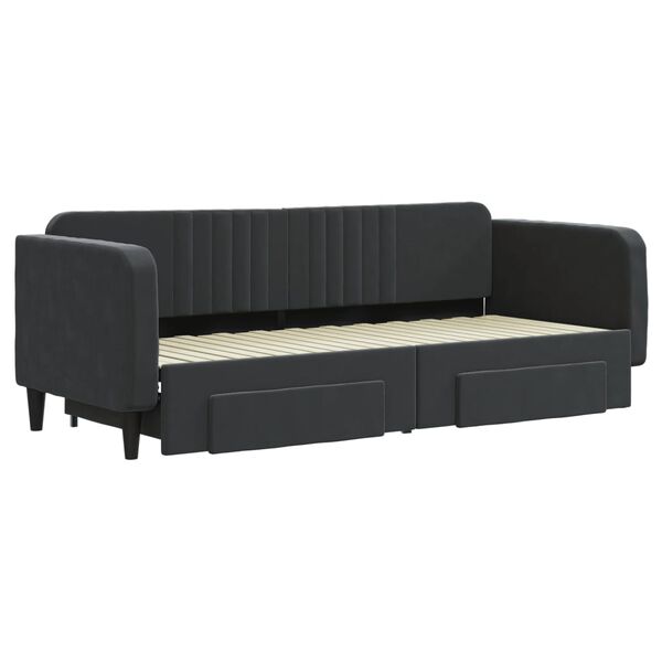 vidaXL Divano Letto Estraibile con Cassetti Nero 80x200 cm in Velluto