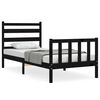 vidaXL Giroletto con Testiera Nero Small Single in Legno Massello
