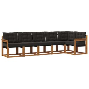 vidaXL Set di divani da esterno 6 pz Naturale e Nero