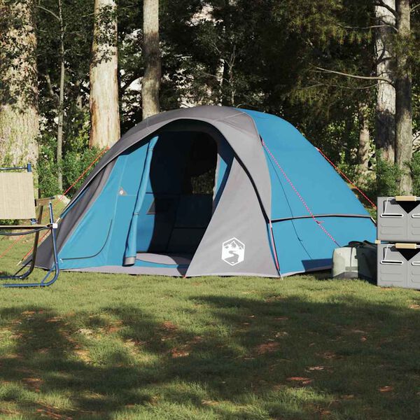 vidaXL Tenda da Campeggio a Cabina per 4 Persone Blu Impermeabile