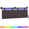 vidaXL Testiera sospesa Con luce LED Marrone Scuro Tessuto