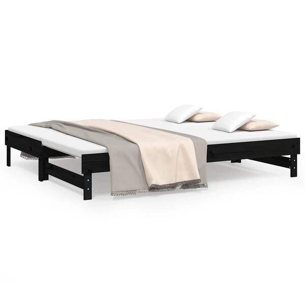 vidaXL Dormeuse Estraibile Nera 2x(80x200) cm Legno Massello di Pino