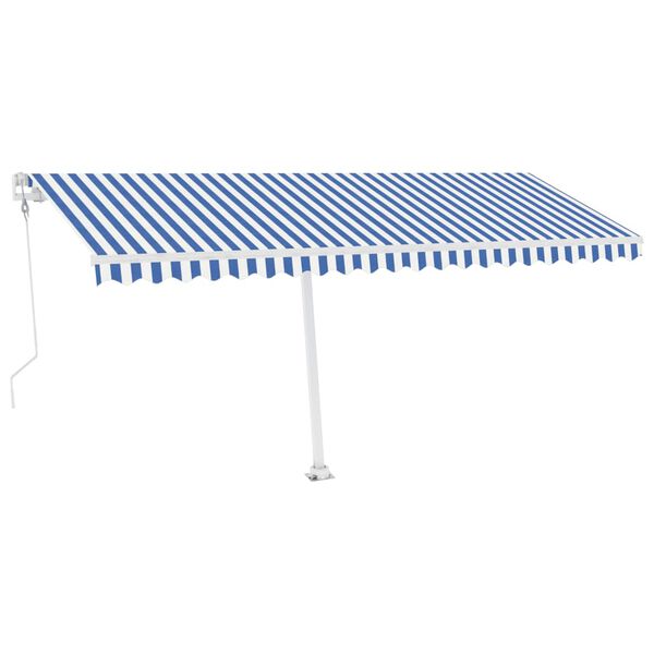 vidaXL Tenda Automatica con Sensore Vento e LED 500x350 cm Blu Bianca