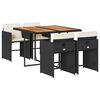 vidaXL Set da Pranzo da Giardino 5 pz Nero con Cuscini in Polyrattan