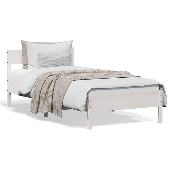 vidaXL Letto senza Materasso Bianco 90x190 cm in Legno Massello Pino
