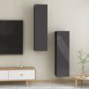 vidaXL Mobili TV 2pz Grigio Lucido 30,5x30x110 cm Legno Multistrato