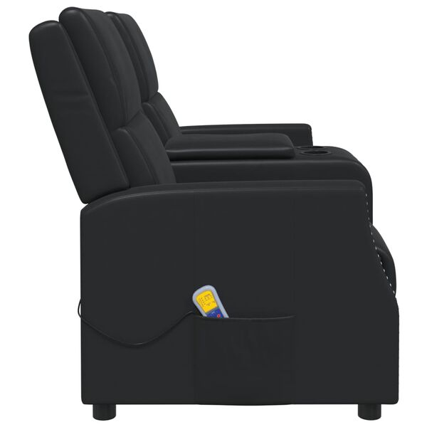 vidaXL Poltrona Massaggiante 2 Posti e Portabicchieri Nera Similpelle