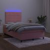 vidaXL Letto a Molle con Materasso e LED Rosa 120x190 cm in Velluto