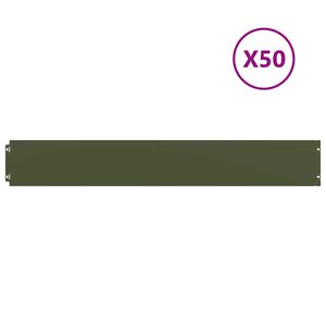 vidaXL Bordure per Prato 50 pz Verde Oliva Acciaio Laminato a Freddo