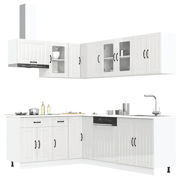 vidaXL Set Mobili da Cucina 11 pz Lucca Bianchi Lucido in Truciolato