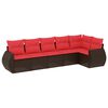 vidaXL Set Divani da Giardino 6 pz con Cuscini Marrone in Polyrattan
