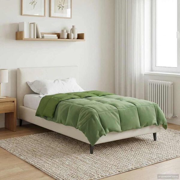 vidaXL Duvet Estivo Trapuntato Verde 155 x 200 cm Microfibra
