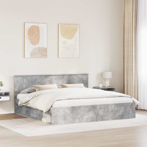 vidaXL Struttura del letto Calcestruzzo 200 x 200 cm Pino massello