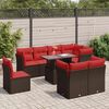 vidaXL Set Divani Giardino 9 pz con Cuscini Marrone Polyrattan Acacia