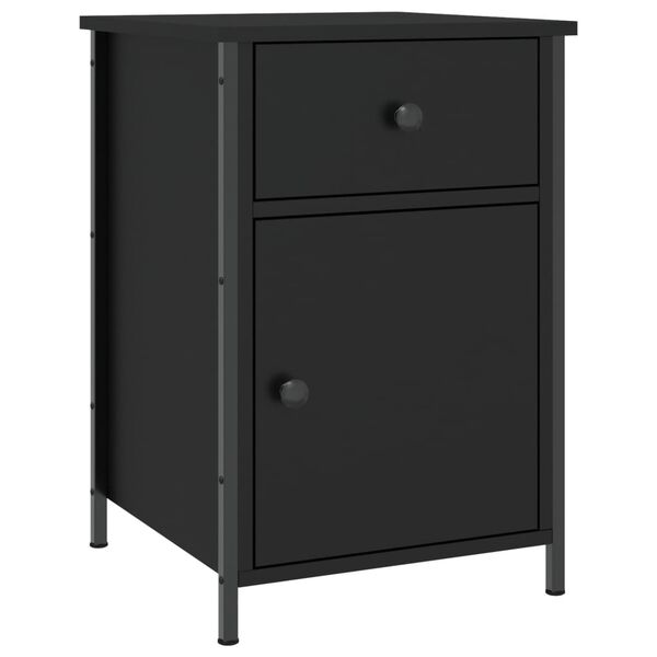 vidaXL Comodino Nero 40x42x60 cm in Legno Multistrato