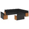vidaXL Set Divani da Giardino 13pz con Cuscini Nero in Polyrattan