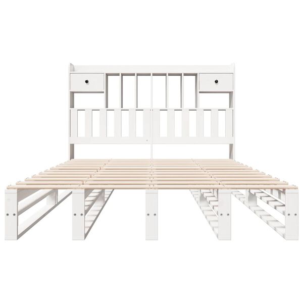 vidaXL Letto Libreria senza Materasso Bianco 150x200 cm Legno di Pino